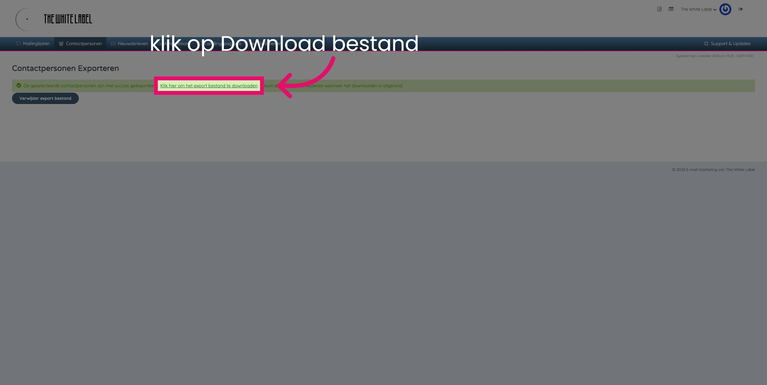 Stap 13: Download exportbestand