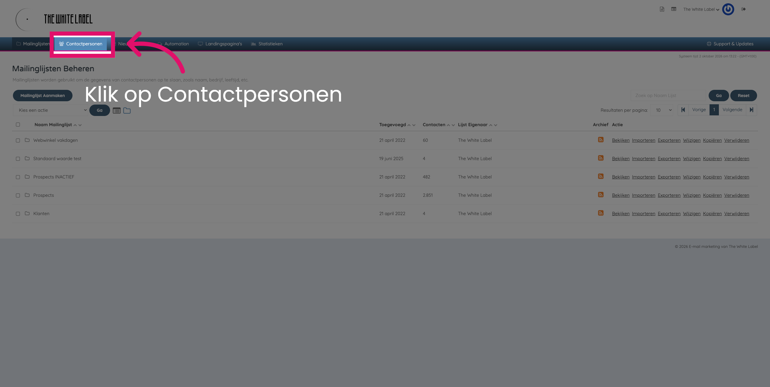 Stap 2: Toegang tot contactpersonen