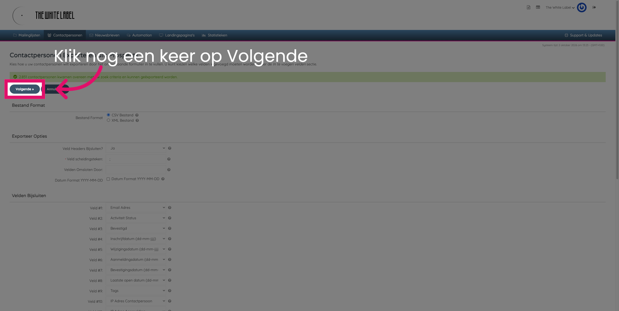 Stap 11: Voorbereiding export voltooien